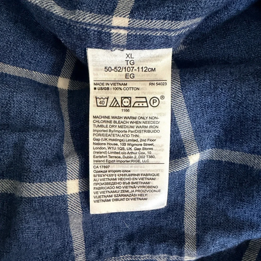 Banana Republic Ultra Soft Flannel Shirt Mens XL Blue Plaid Untucked Slim Fit